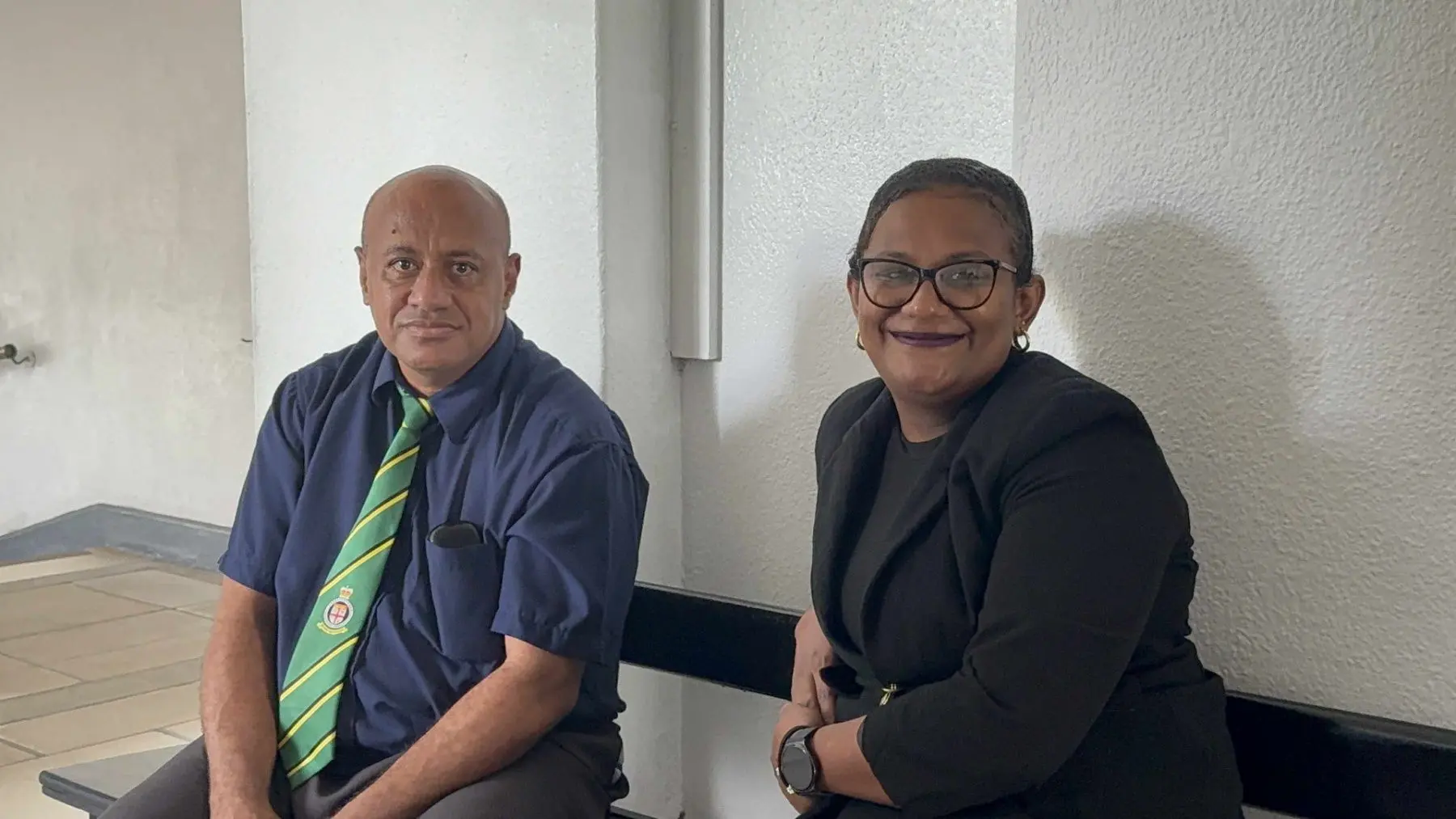 From left: Fiji Corrections Service staff officer Audit Compliance Ilisoni Ratumaikoro and senior legal officer Kesaia Baleiwai outside the High Court in Suva on November 8, 2025