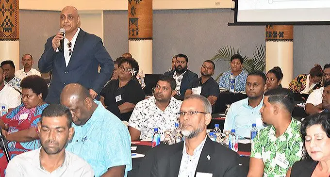 BayShore Real Estate director, Arif Khan, makes a point during the 4th National Real Estate Conference 2022 at the Tanoa International Hotel in Nadi on May 27, 2022. Photo: Waisea Nasokia
