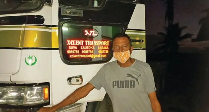 Pravin Lal in front of a XCLENT Transport PTE Limited vehicle in Wailevu, Tiri, Labasa on July 18, 2021. Photo: Sampras Anand.
