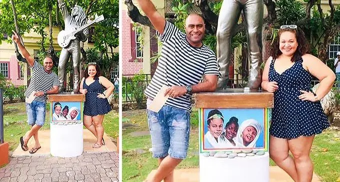 Isei Erenavula with his wife Heilala in Jamaica.