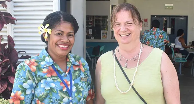 Rosie Holidays representative Ateca Naqiolevu and Commonwealth  Association of Museums secretary-general Catherine Cole in Nadi.  Photo: Waisea Nasokia