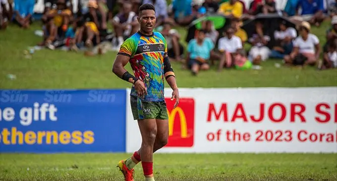 Raiwasa Taveuni winger Vereniki Tikoisolomone in action at the McDonald’s Fiji Coral Coast 7s at Lawaqa Park, Sigatoka on January 14, 2023. Photo: David Clifton/ Fiji’s Coral Coast 7s