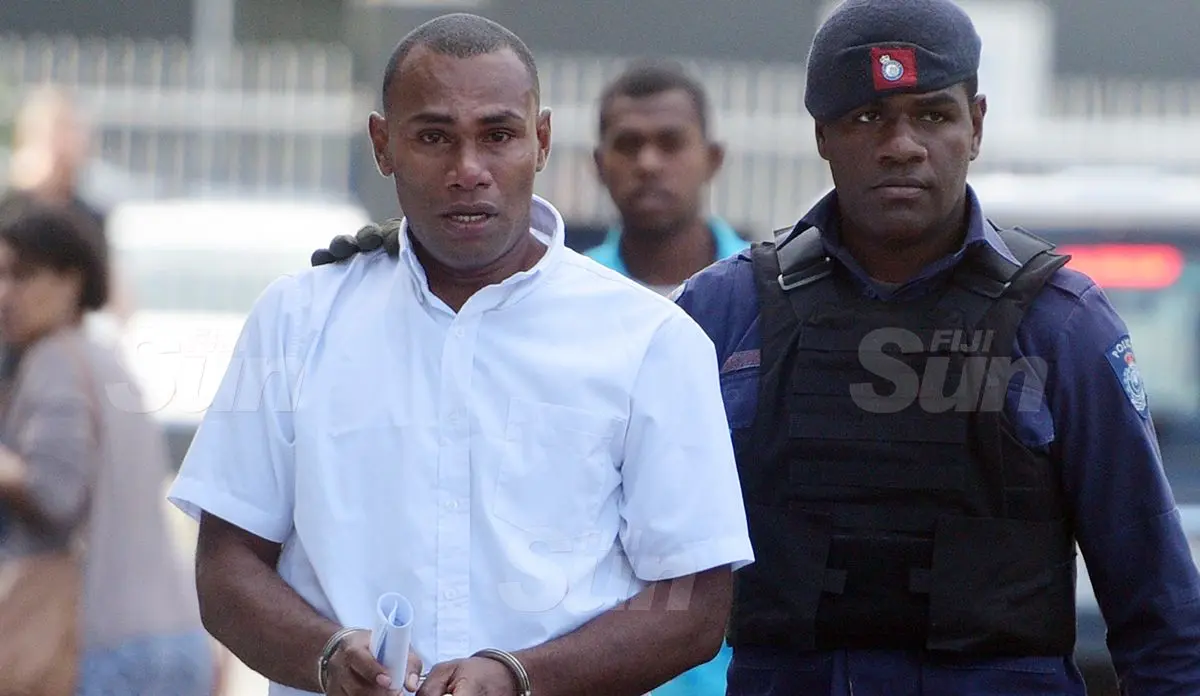 Viliame Ratoto escorted to the Court House holding cell on September 4, 2020. Photo: Ronald Kumar