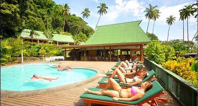 Guests enjoying the sun Daku Resort, Savusavu