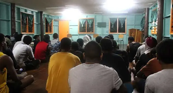 The youths suspected in the alleged attack in Flagstaff rounded up in the Lomaiviti Rugby Hall on October 4, 2022. Photo: Jeremiah Ligairi