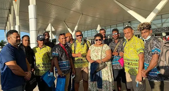 Some seasonal workers and officials at the Nadi International Airport earlier this year.