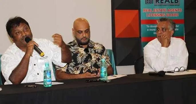 Construction Industry Council of Fiji chief executive officer Vijay Naidu, real estate agent Ariff Khan and Real Estate Agents Licencing Board member Hemant Kumar.