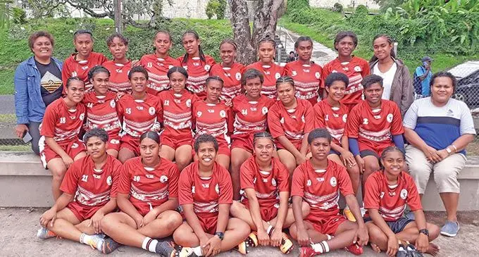 Basden College Under-18 girls rugby team at Marist Brothers High School grounds on August 13, 2022. Photo: Sereana Salalo