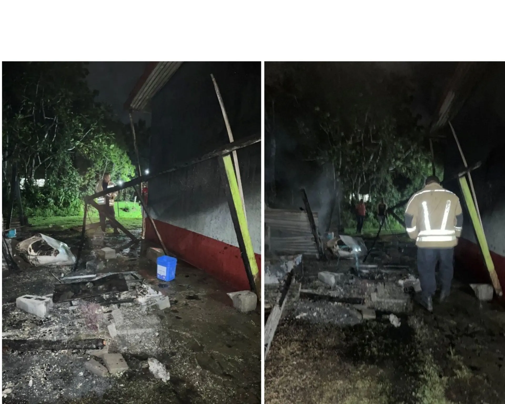 A family of five escaped unharmed after a Sanasana Village house fire.