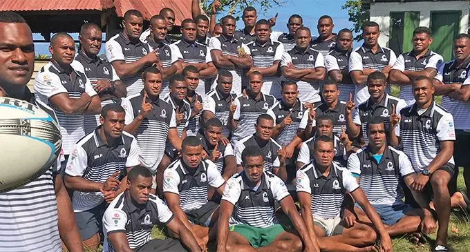 BLK Nadroga captain Sakiusa Nakalevu (left) with his team in Cuvu on June 20,2019. Photo: Waisea Nasokia