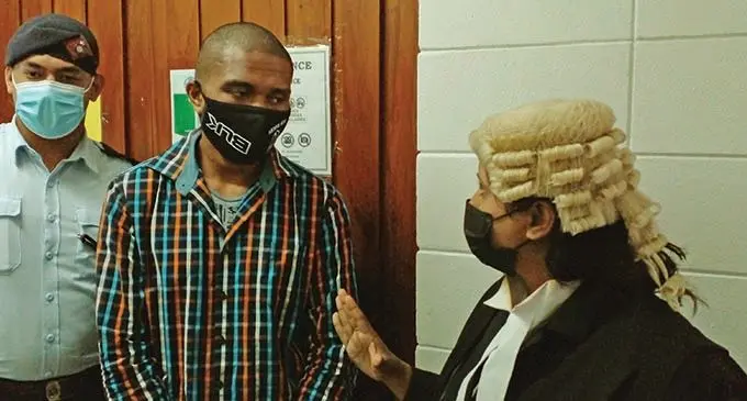 Vilimoni Lalaobouma (Centre) outside the High Court in Lautoka on January 31, 2022.  Photo: Salote Qalubau