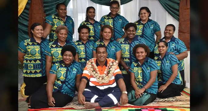 The Minister for Lands and Mineral Resources, Filimoni Vosarogo, with his ministry staff at their Lautoka office on January 11, 2023. Photo: Ministry of Lands and Mineral Resources