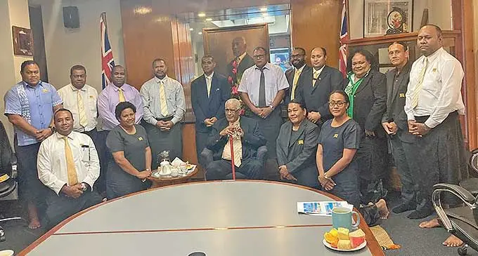 Tui Cakau Ratu Naiqama, with staff and management of iTaukei Land Trust Board in Suva this week.