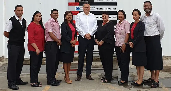 From left: Westpac Bank Fiji staff Oscar Whiteside, Aisha Basha, Avitesh Ram, Manisha Reddy, Westpac Bank Fiji chief executive Kip Hanna, Jyoti Maharaj, Sylvia Waqairawai, Miliana Tavakaturaga, Jesé Tabuatamata. Photo: Westpac Bank Fiji