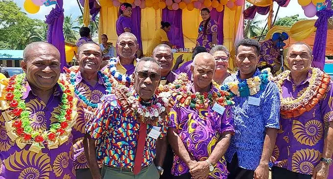 Nine of the ten All People’s Party first batch of provisional candidates Vilimoni Ato, Watisoni Naqia, Jope Tavucilagi, Ratu Tevita Nabokolaewake Nasila, Jone Lutunauga, Sereana Tukairatu, Mesulame Kurunacoba and Ledua Seruvatu at Naidiri, Natadola, on October 29, 2022. Photo: Nicolette Chambers