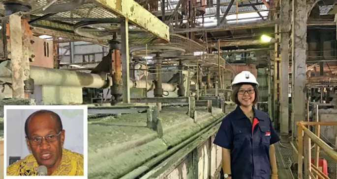 Inside Vatukoula Gold Mines Limited. Inset: Minister for Mineral Resources Jone Usamate