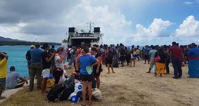 254 passengers from Australia, New Zealand and United States of America waiting at Oinafa jetty in Rotuma on Saturday, January 4, 2020. Photo: Michael Joe