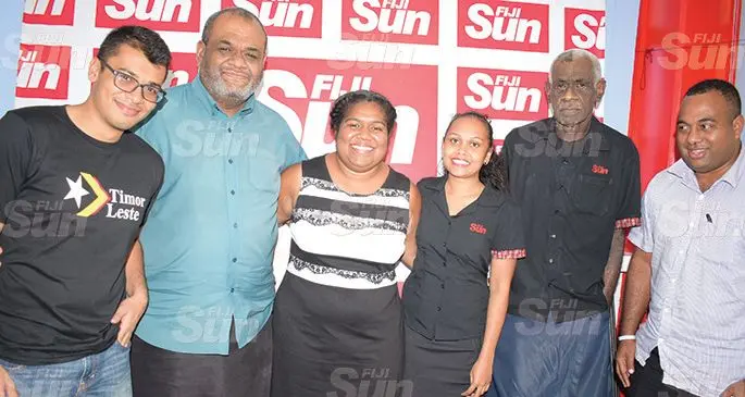 Fiji SUN sports team (left-right) Sheldon Chanel, Leone Cabenatabua, Anasilini Natoga, Grace Narayan, Osea Bola, Simione Haravanua in Suva on September 4, 2019. Photo: Ronald Kumar