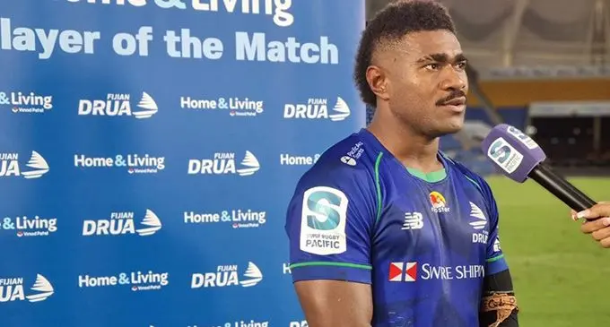 Swire Shipping Fijian Drua star winger, Vinaya Habosi was named Your Home and Living Player of the Match at the Cbus Stadium in Gold Coast, Australia, on April 1, 2022. Habosi received $500 of shopping vouchers. Photo: Fijian Drua