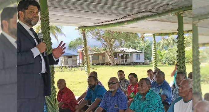 The Attorney-General and Minister for Economy Aiyaz Sayed-Khaiyum speaking at the Financial Year 2022-2023 National Budget Consultation at Loa Village in Cakaudrove on July 1, 2022. Photo: Shratika Naidu