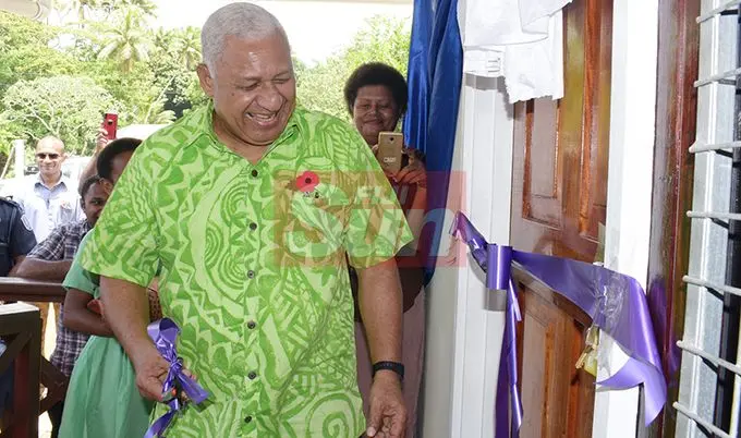 Prime Minister Voreqe Bainimarama while opening  Cautata District School teachers quarters and Cautata Bakery on October 22, 2019. Photo: Ronald Kumar.