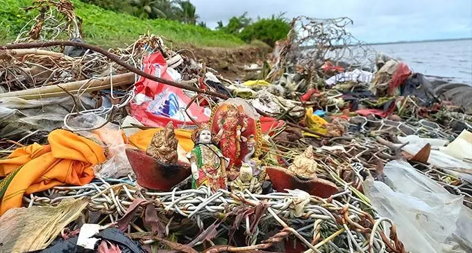 Hindu deities that got washed up along the shoreline at Laucala Beach, Suva on October 27,2022. Photo: Ronald Kumar