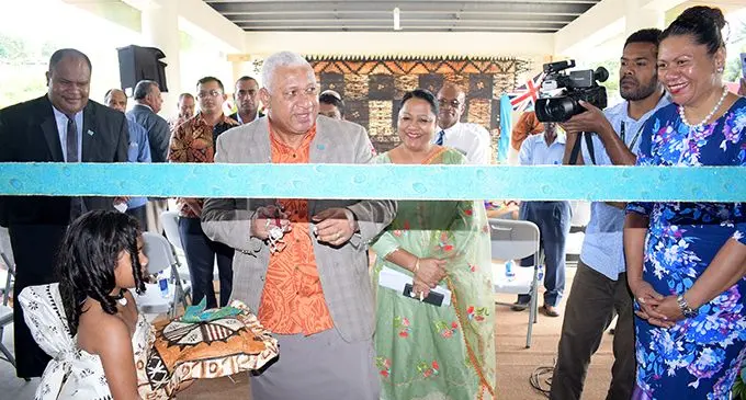 Prime Minister Voreqe Bainimarama, Nasinu and Minister for Local Government Premila Kumar during the opening of Laqere Market on May 13, 2020.  Photo: Ronald Kumar