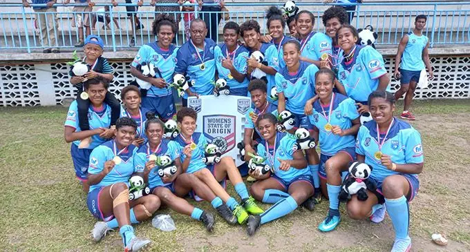 Eastern Blues women’s rugby league players and officials at Lawaqa Park, Sigatoka, on September 3, 2022. Photo: Selita Rabuku  