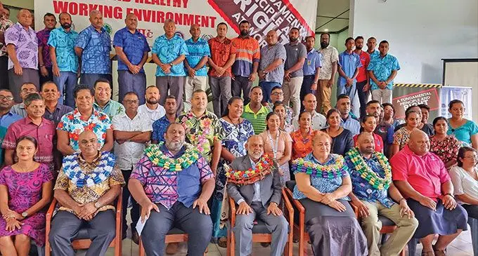 Minister for Employment, Productivity and Industrial Relations, Agni Deo Singh, with relevant employer bodies, representatives and employees during the 2023 World Day for Safety and Health at Work celebration in Labasa on April 28, 2023. Photo: Sampras Anand