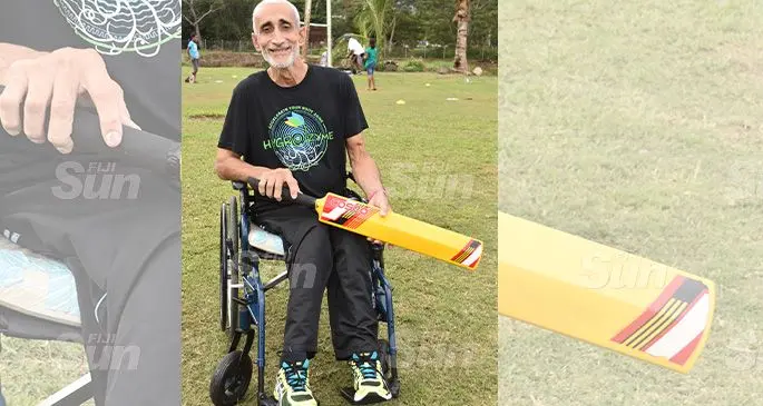 Peter Sinclair during a sporting activity for residents at the Labasa Golden Age Home. Photo: Laisa Lui.