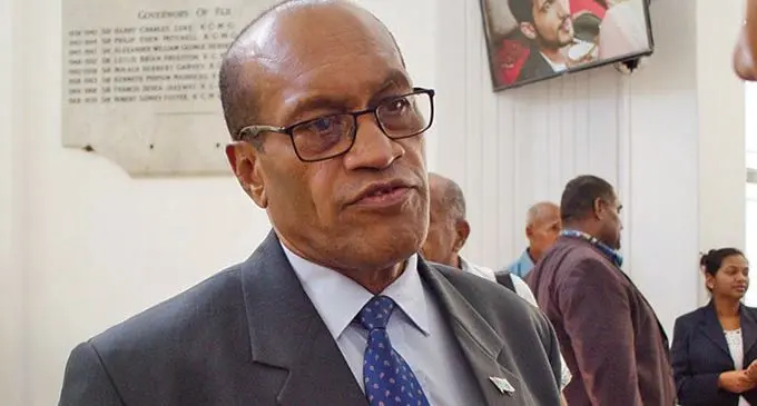 Minister for Infrastructure Jone Usamate outside  Parliament on April 1, 2019. Photo: Ronald Kumar.