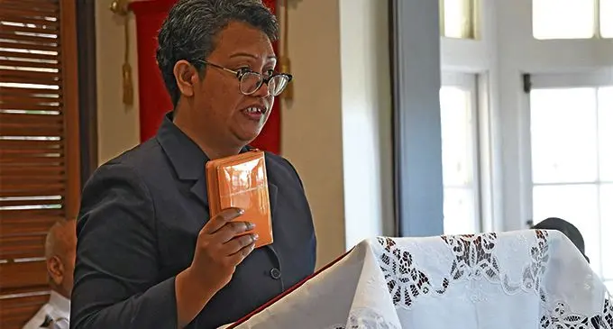 Resident Magistrate Seini Puamau is sworn in at State House on February 4, 2019. Photo: DEPTFO News