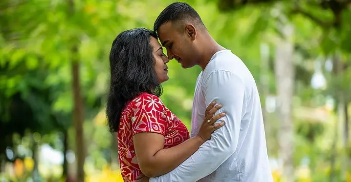 Still in love ... Zaria and Shaahid Ali in Suva recently. Photo: Leon Lord