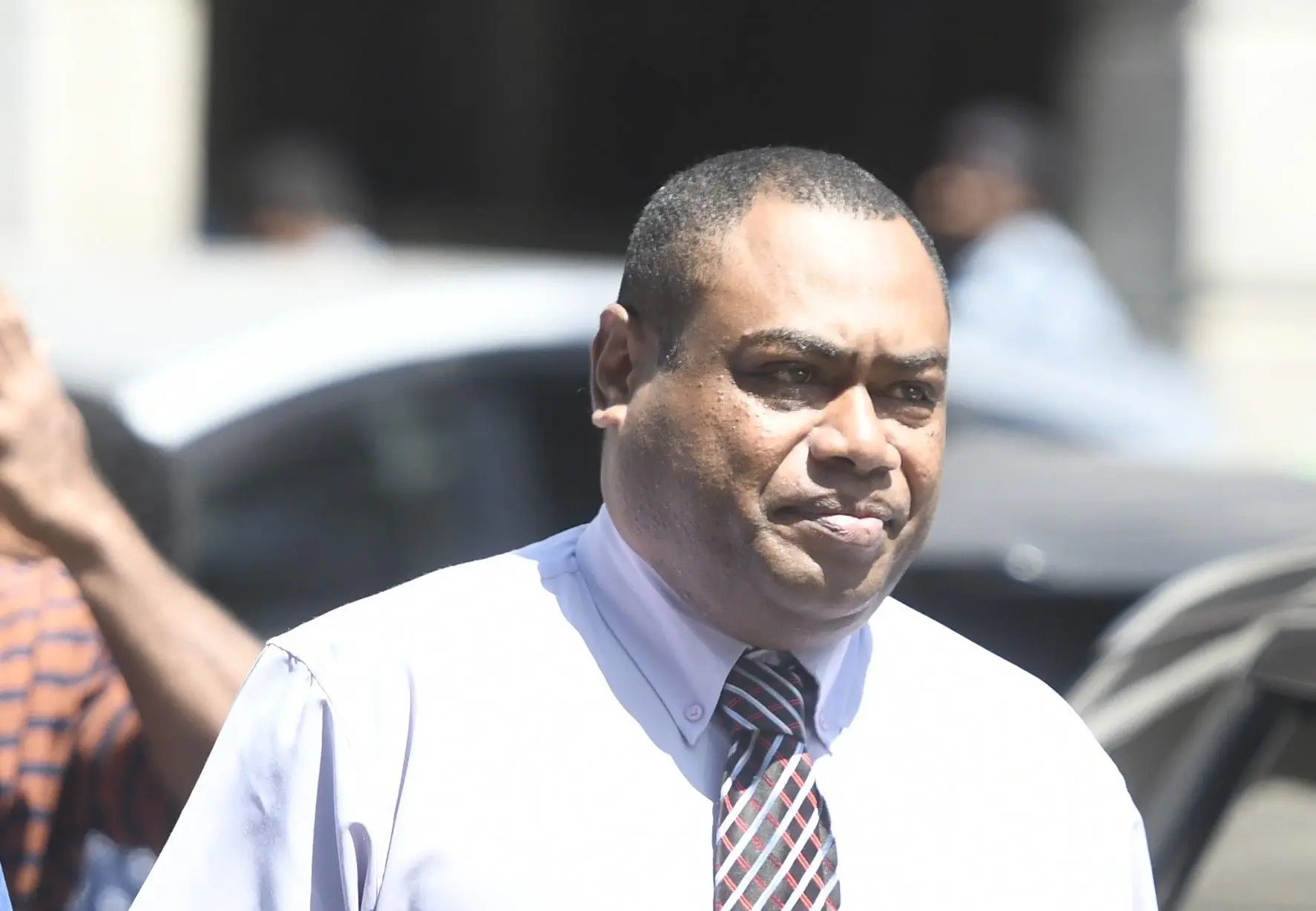 Suspended police officer Sevuloni Lubi outside the Suva Magistrate Court.