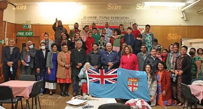 Prime Minister Voreqe Bainimarama, Attorney-General Aiyaz Sayed-Khaiyum with members of the Fijian Delegation to the COP26 Summit and members of the Fijian Community in Scotland after the Fijian-organised church service at the Church of Scotland’s Stonelaw Church, Glasgow.  Photo: Rosi Doviverata