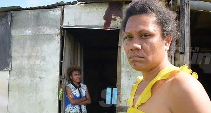 Raijeli Vasau, 41 with her daughter, a year 10 student  Oripa Ikapote at their lean-to-house in Nadera on December 21, 2019. Photo: Ronald Kumar.