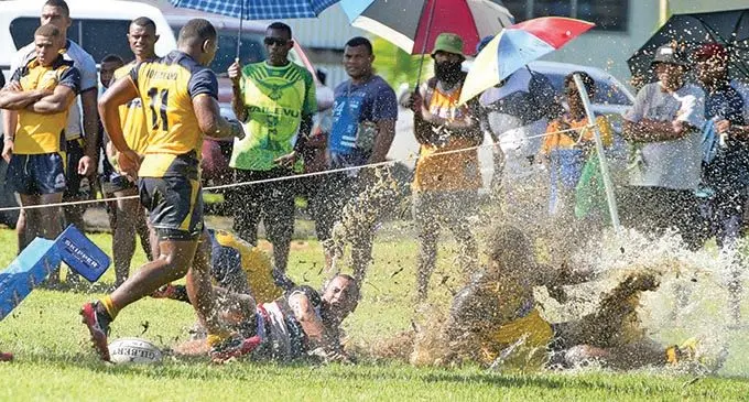  Naitasiri halfback Viliame Matai slides over to score a try against Northland in the Skipper Provincial Cup clash against Northland at Gatward Park, Korovou on April 10, 2021. Naitasiri won 32-15 and they will challenge Nadi this Saturday for the INKK Fiji Rugby Farebrother-Sullivan Trophy. Photo: Ronald Kumar