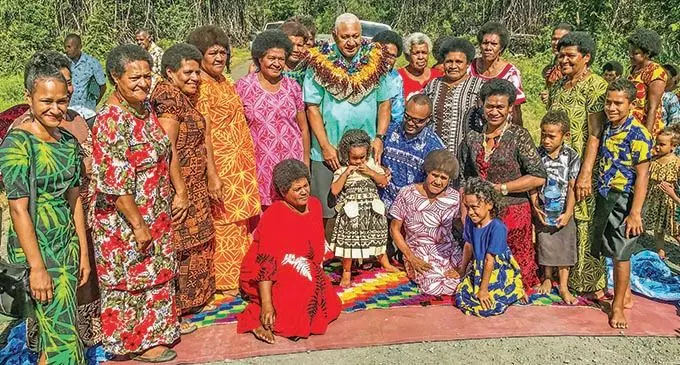 Prime Minister Voreqe Bainimarama with proud villagers during the commissioning of the new access road in Anitioki Village in Daku, Tailevu, on March 17, 2021. Photo: Inoke Rabonu