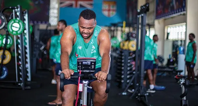 Swire Shipping Fijian Drua tighthead prop Jone Tiko training at their home base in Legalega, Nadi on February 20, 2023. Photo: Leon Lord 