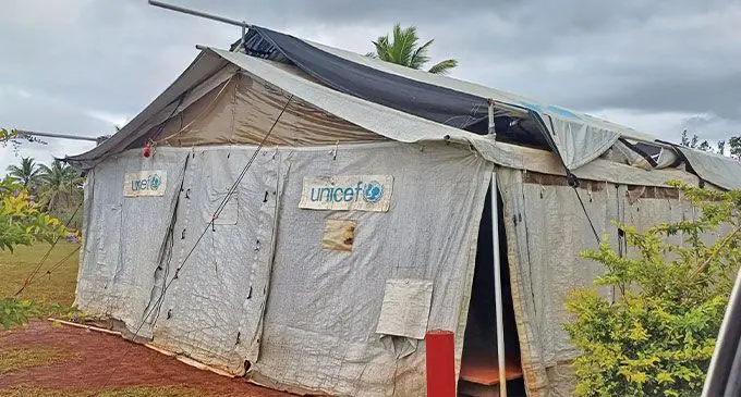 The tent that Valelawa Primary School uses for classes three, four, five and six in Macuata on October 3, 2024. Photo: Shratika Naidu