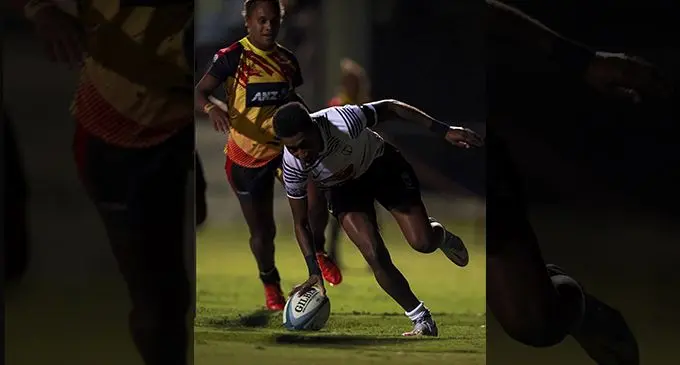 Vodafone Fijiana XV fullback Reapi Ulunisau scores one of her four tries against Papua New Guinea at the Bond University ground in Queensland, Australia, on May 26, 2023. Photo: Oceania Rugby