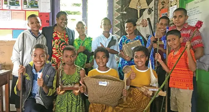 Students with display of artefacts during the Ratu Sukuna Day celebration at Naseakula District School in Labasa on May 26, 2023. Photo: Shratika Naidu