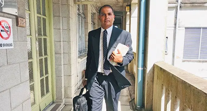 Representing Superyacht Amadea’s registered owner Millemarin Investment Limited counsel Feizal Haniff outside the Civil High Court in Suva on April 21, 2022. Photo: Ashna Kumar
