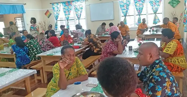 Old scholars and teachers enjoying time of refreshment at the newly renovated BMS dining hall.
