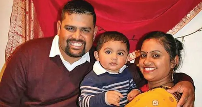 Riki Nath (left) with his son and wife Sherine Nath during happier times in Auckland, New Zealand.