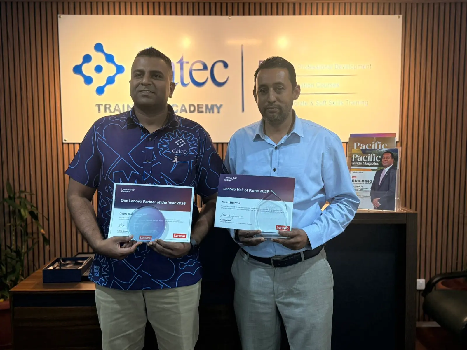 Datec Fiji chief executive officer Vinit Nand and Chief Operating Officer, Veer Sharma.