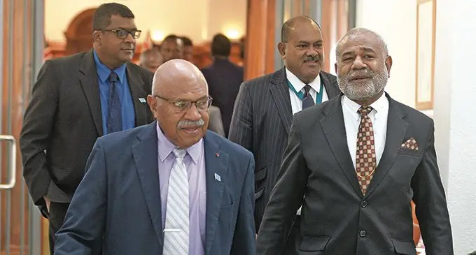  Opposition Leader in Parliament Sitiveni Rabuka, Opposition Members of Parliament Peceli Waqairatu. (front) Photo: Ronald Kumar