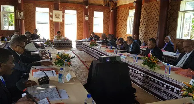 Representative from the nine districts of Rewa and Government officials with the Gone Marama Bale Na Roko Tui Dreketi, Ro Teimumu Kepa during the Rewa Provincial Council Meeting on July 19, 2022. Photo: Viliame Tawanakoro 