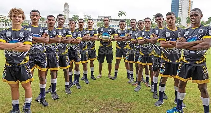 Coral Coasters U21 rugby 7s team at Albert Park, Suva on March 20, 2024. Photo: Kelera Tuisawau