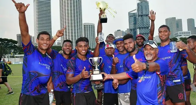 Daveta 7s players and officials after winning the Ablitt Cup in Singapore on November 10, 2019. Photo: Daveta Rugby